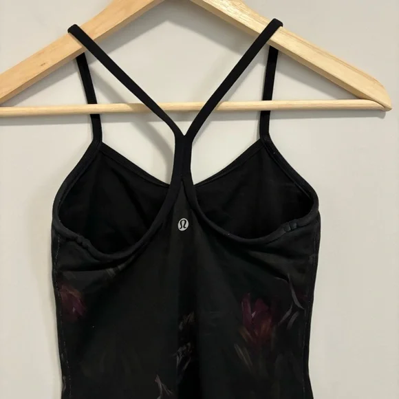 Lululemon Power Y Tank Top Midnight Iris Black Floral Size 2 - Picture 8 of 12